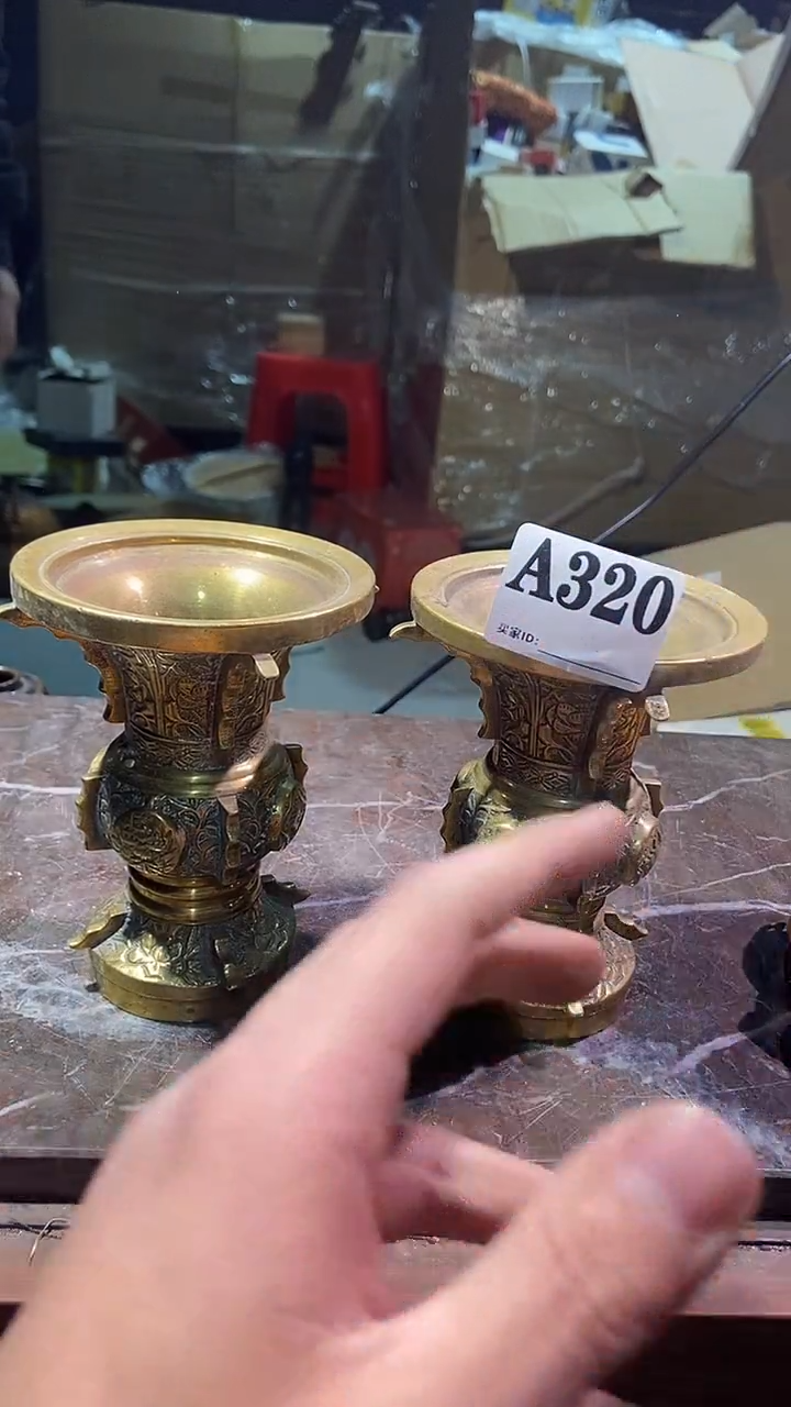 中古美术工艺品铜花器320