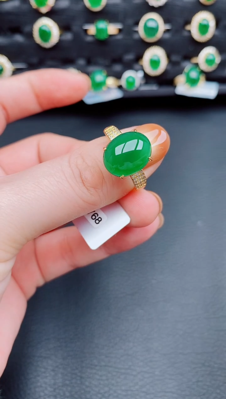 【闪购商品】翡翠戒指银S925镶嵌天然a货翡翠171