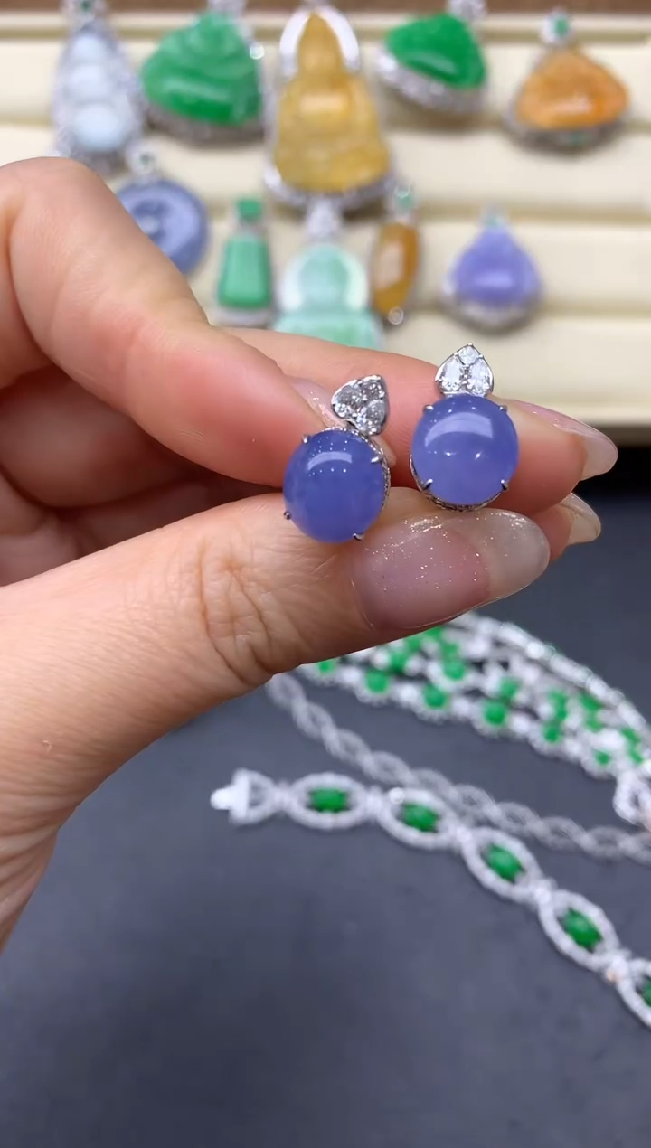 【闪购商品】翡翠耳饰18K金镶嵌626-分单-总价42776