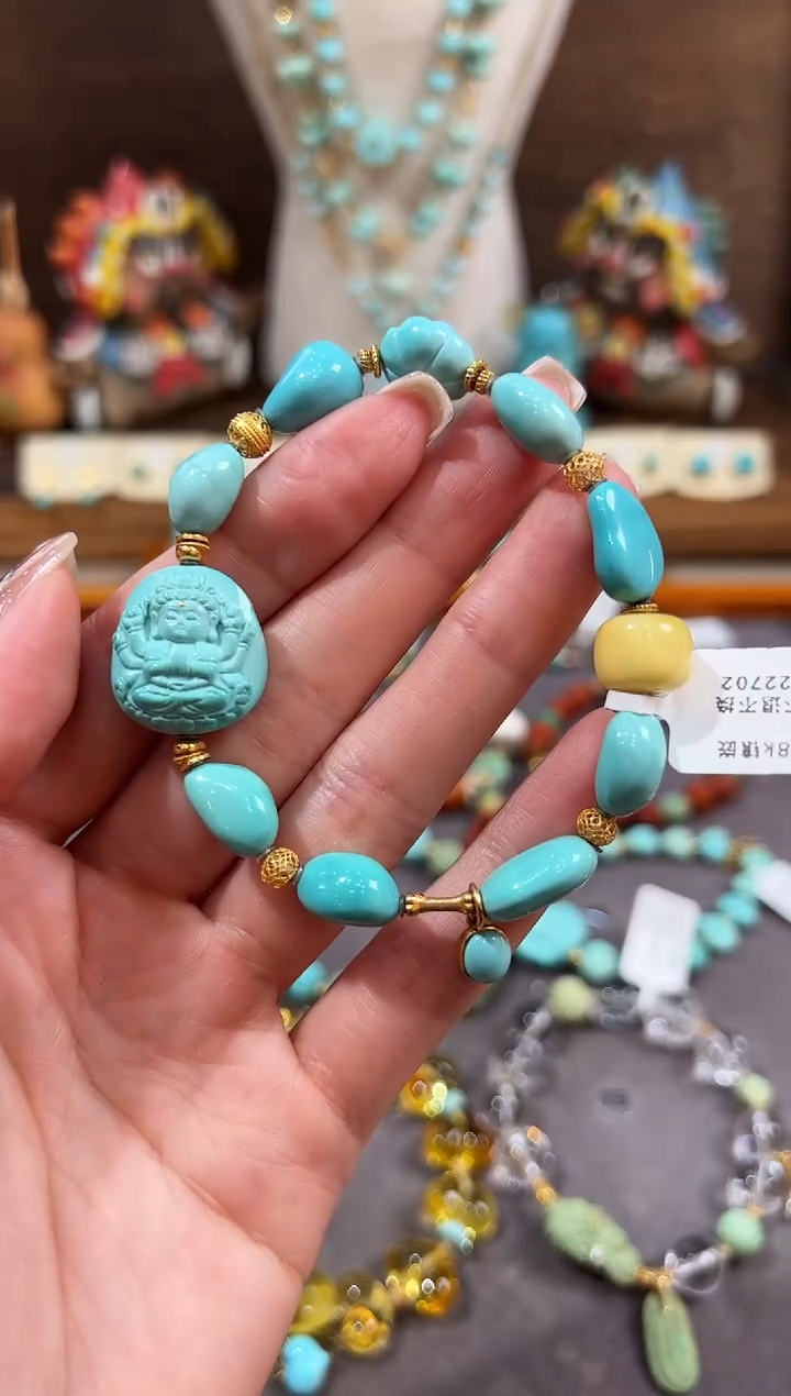 18K金镶嵌绿松石手链绿松石手链