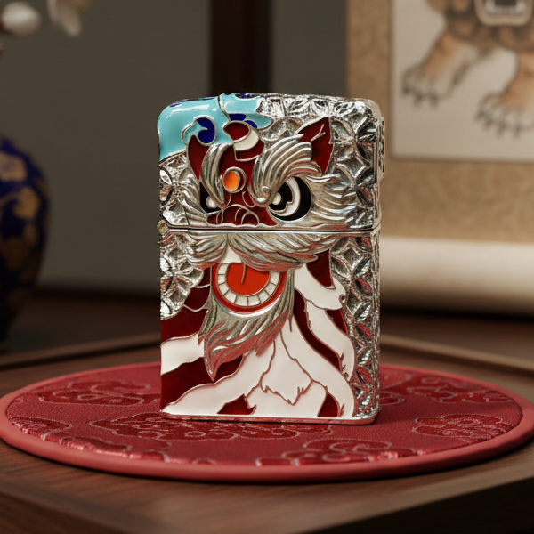 吉祥如意夜光银狮子（煤 油机）