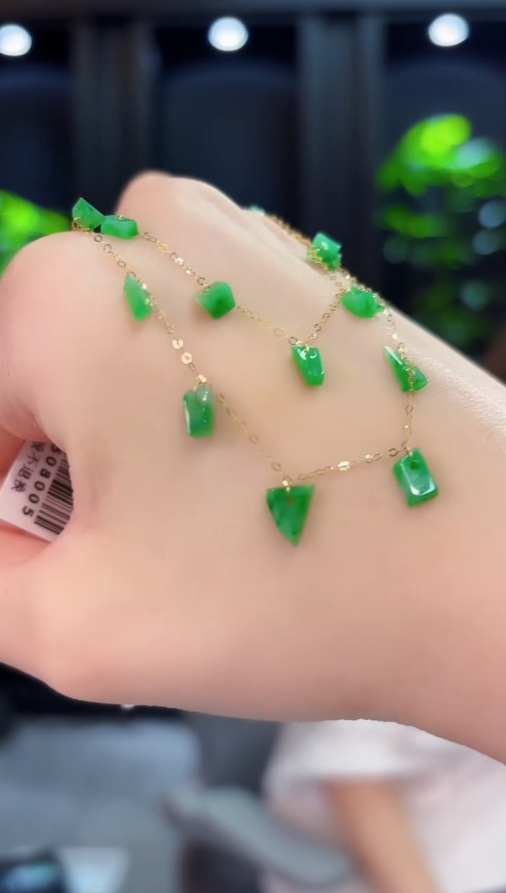 18K金镶嵌手链翡翠缅料A货/多样性发货/一件