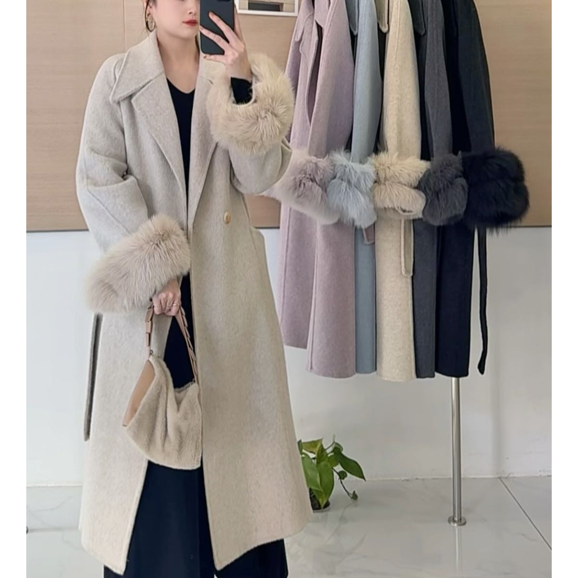 9803#显瘦大衣百搭毛呢外套韩系复古宽松大衣冬季网红韩版大衣