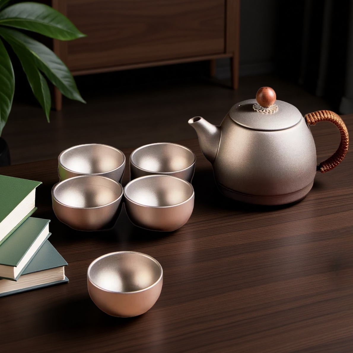 纯钛功夫茶具结晶喷砂家用户外商用钛泡茶壶钛杯品名杯煮茶壶
