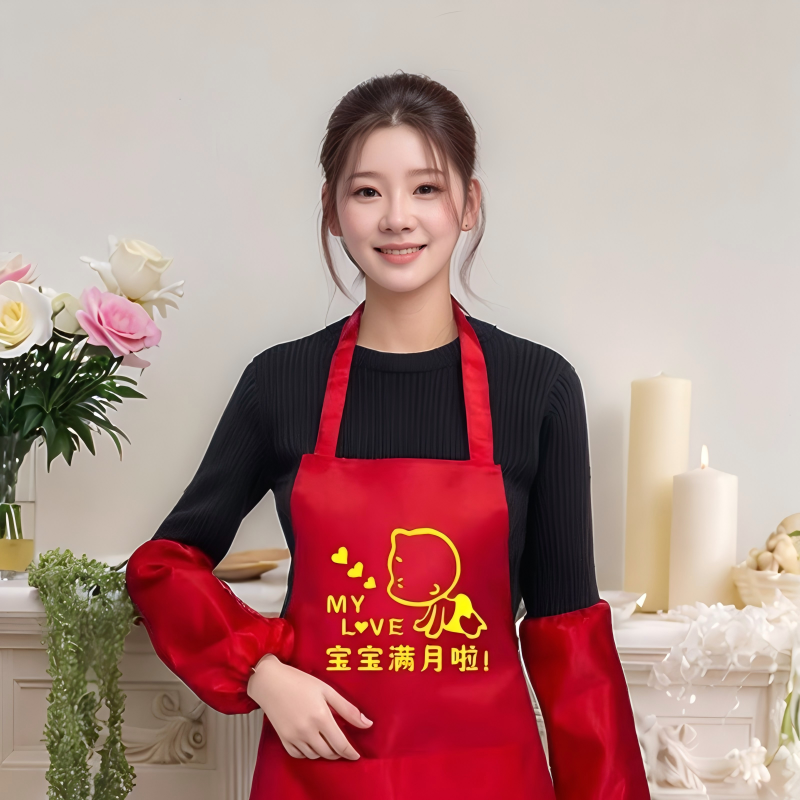 大红色三件套婚庆新娘回门印字婚宴创意喜庆围裙套装保暖舒适