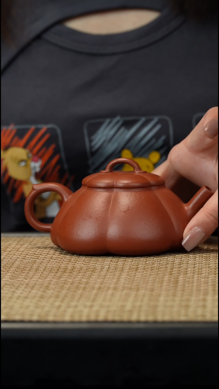 茶壶紫砂生砂筋纹石瓢爆砂
