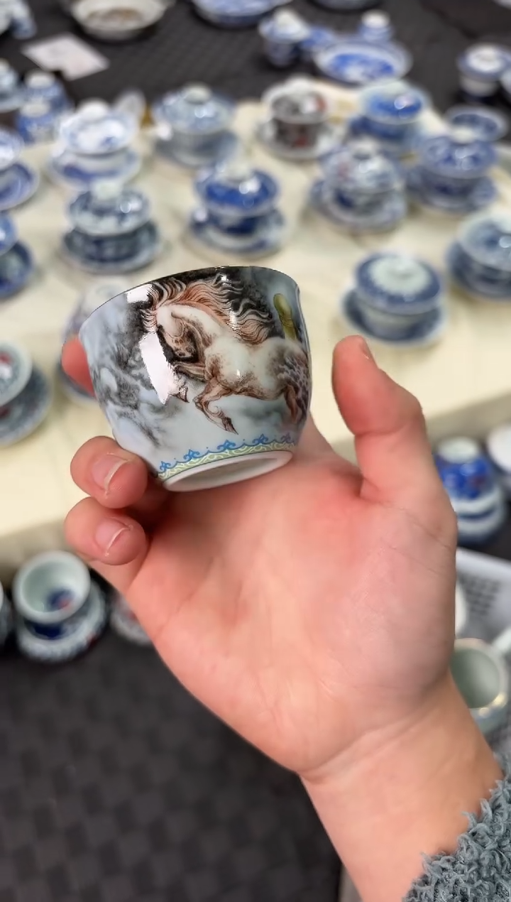 盖碗瓷景德镇陶瓷茶具以梦为马小缸杯