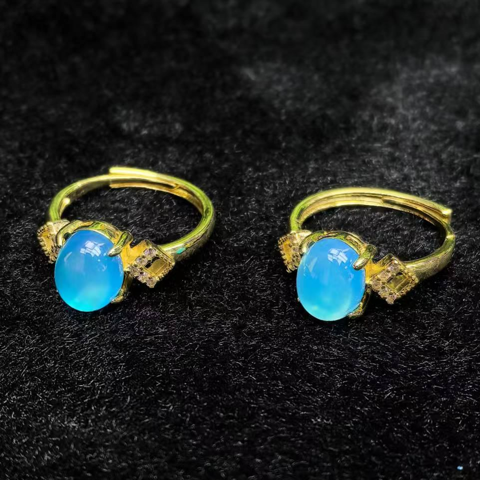 ST7391【东齐珠宝】海蓝之谜玛瑙蓝戒指-多样性发货只发一件