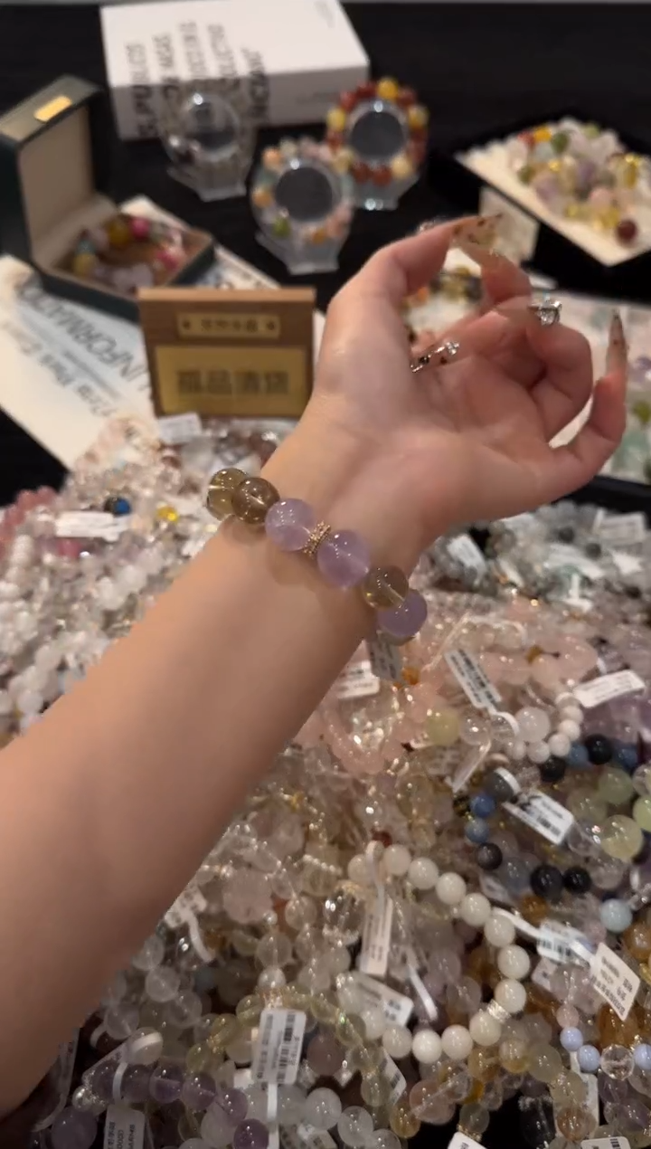 合金手链水晶紫黄x3248