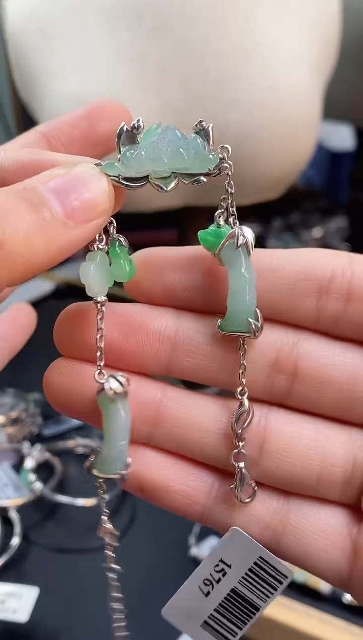 颈饰银S925镶嵌翡翠15767