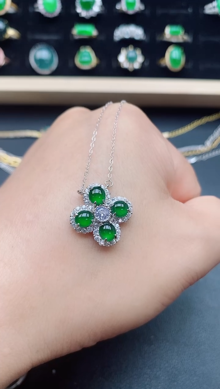 【闪购商品】翡翠吊坠(赠链)银S925镶嵌0805580