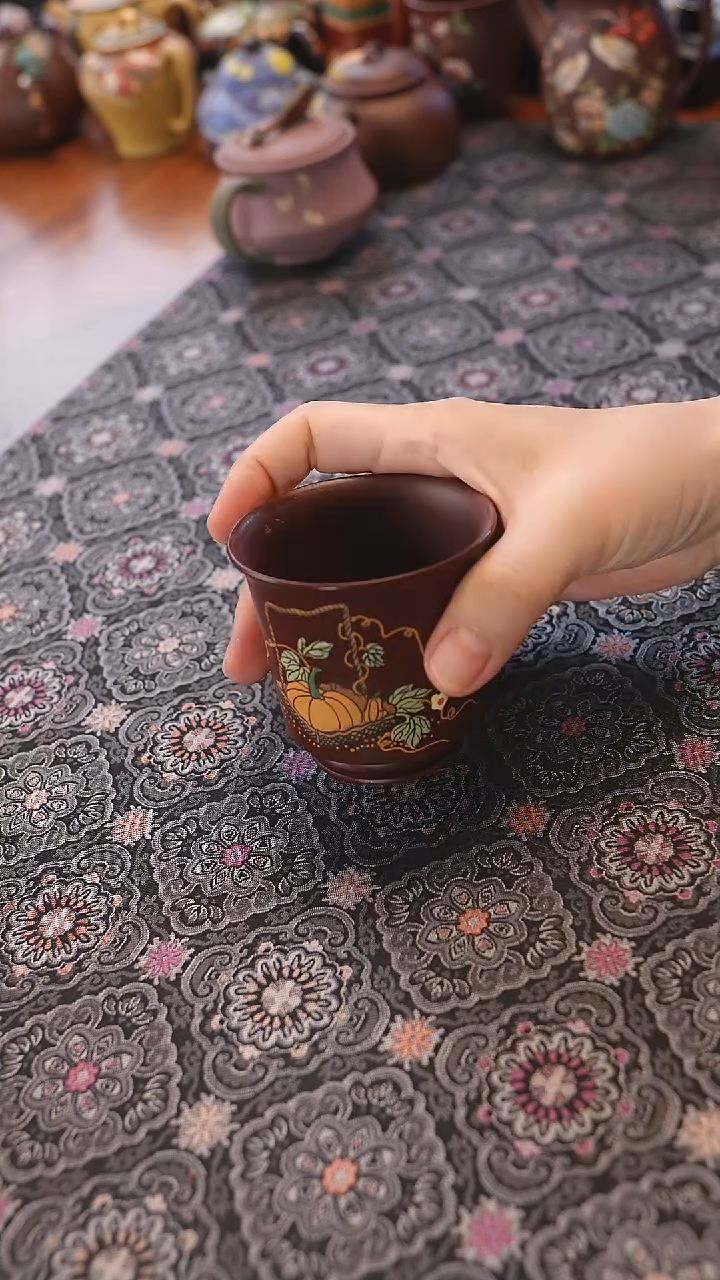 茶壶紫砂紫泥南瓜杯