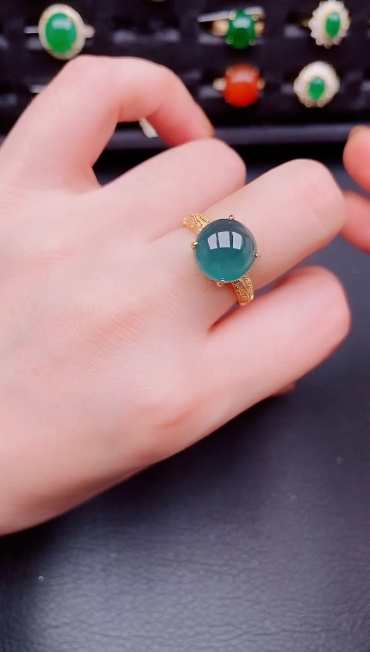 【闪购商品】翡翠戒指银S925镶嵌天然a货翡翠211