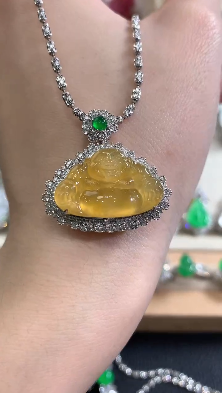 吊坠(不含链)18K金镶嵌翡翠冬日珠宝W31