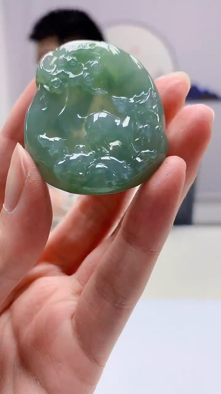 【闪购商品】定制翡翠未镶嵌5028zm-毛货挂件鹿牌188