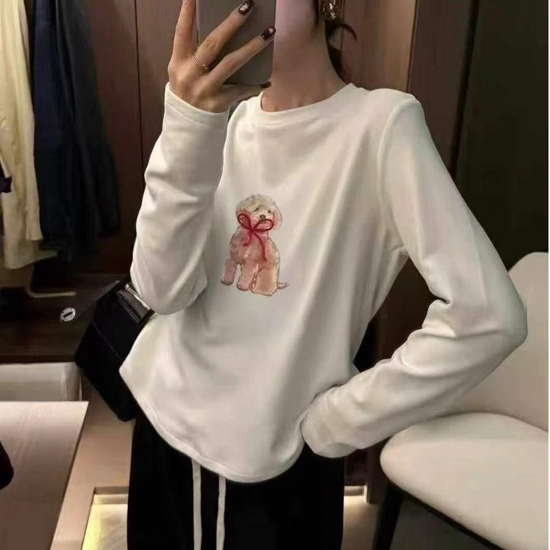 爆款打底衫t恤女款新款精致洋气高贵上衣女内搭可外穿上衣狗狗t