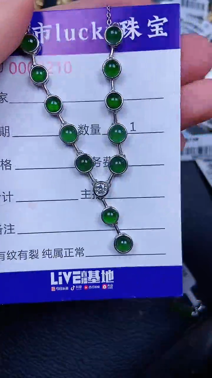 颈饰银S925镶嵌翡翠8210