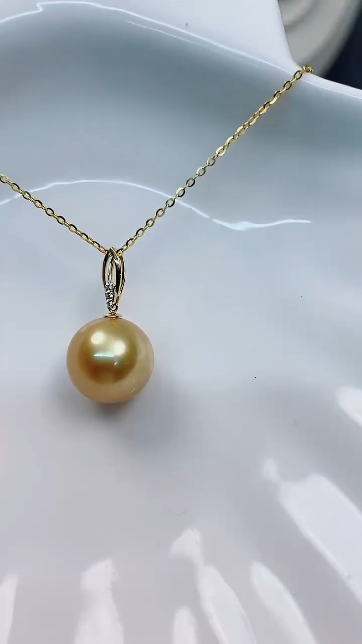 【闪购商品】海水珍珠吊坠(赠链)18K金镶嵌12-13南洋海水珍珠吊坠