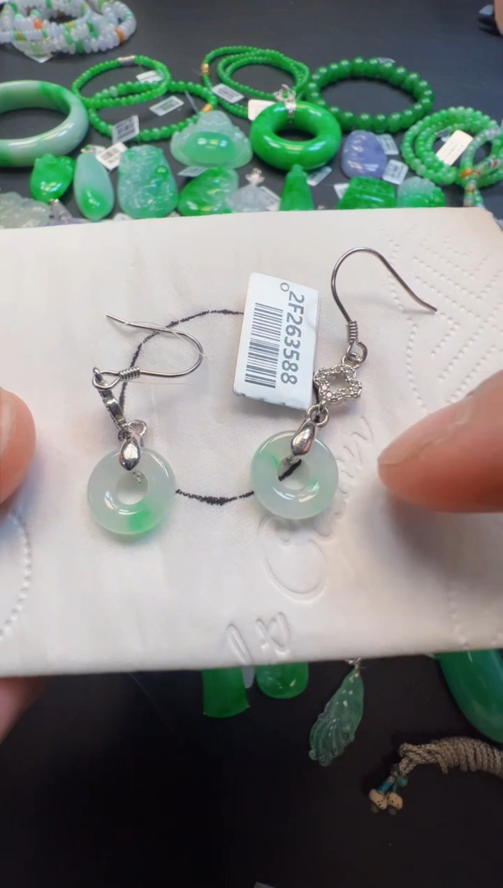 【闪购商品】定制翡翠银S925镶嵌280一对