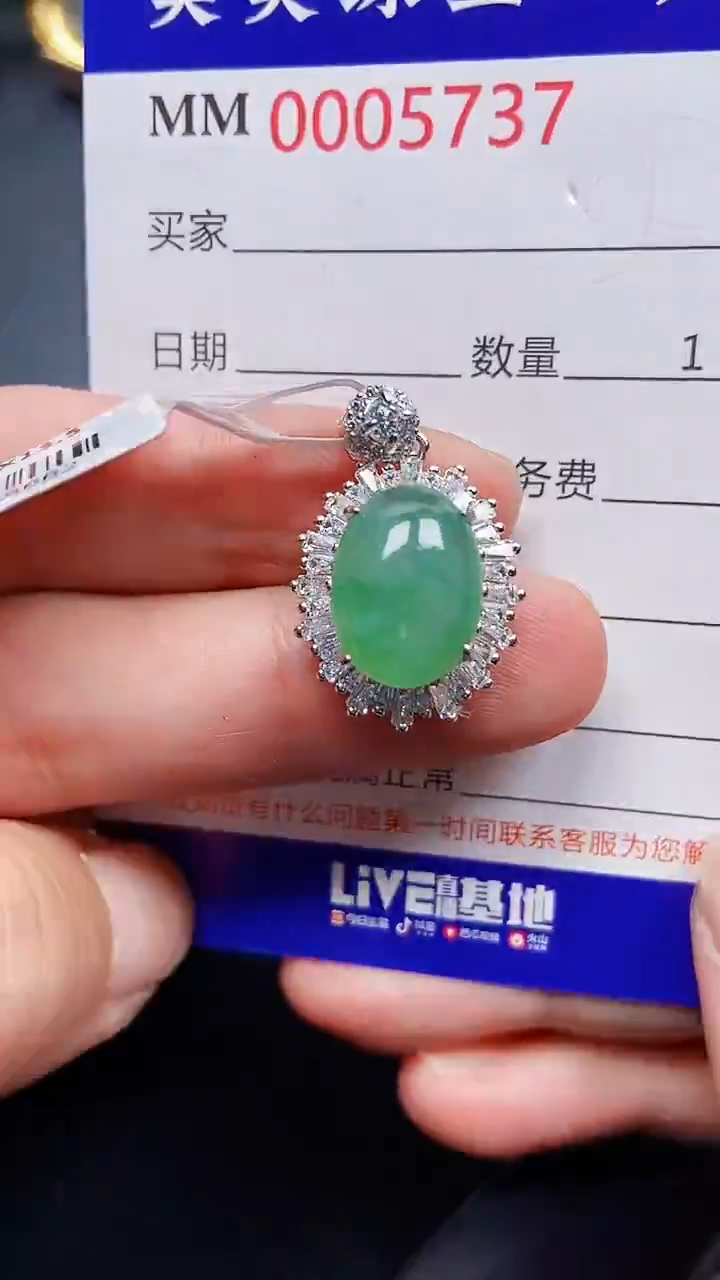 颈饰银S925镶嵌翡翠5737