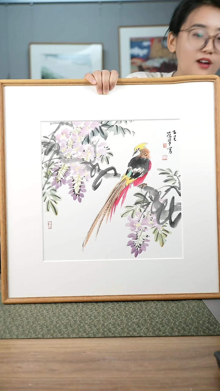 【闪购商品】书法美协副主赵冠峰老师52*52带框花鸟作品