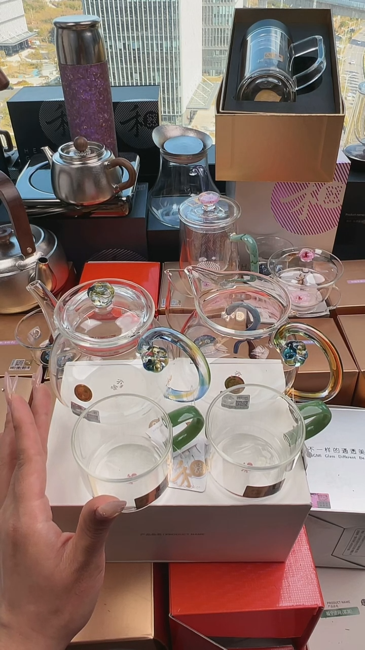 @@禾器清莲壶迷翠+浮莲茶海迷翠+逸杯对杯翡翠玉