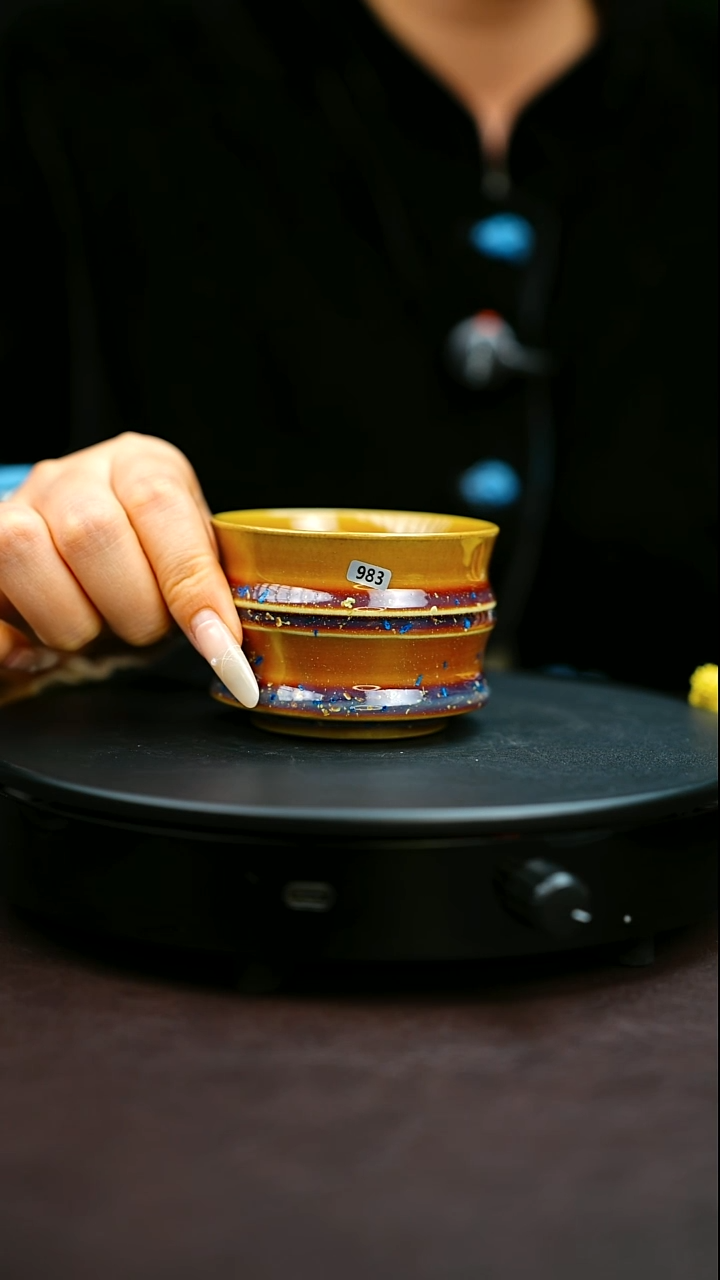 983#原矿钧瓷炉钧釉竹节杯