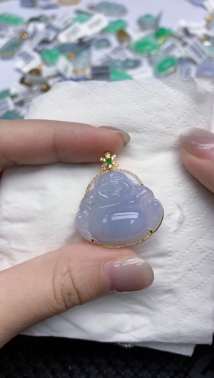 【闪购商品】翡翠颈饰18K金镶嵌天然翡翠A货