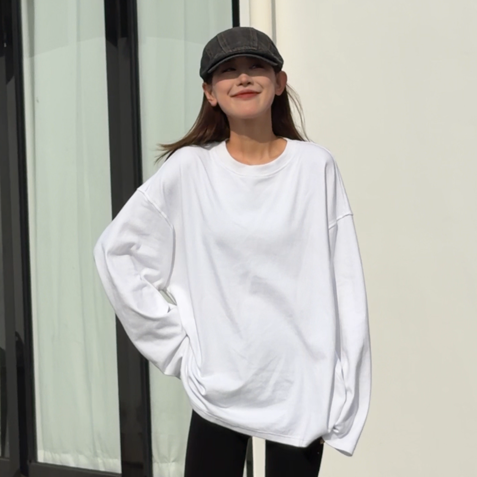 橘子罐头冬季新款百搭复古加厚宽松韩版三色长袖打底卫衣