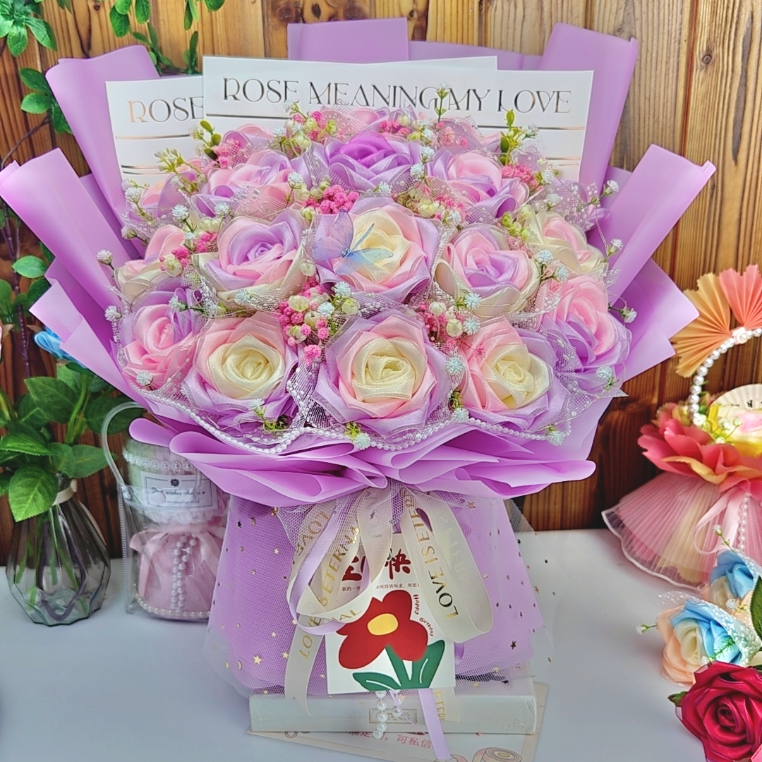 【爱心手工】紫霞仙子定制成品玫瑰花  生日节日定制【不支持退货】