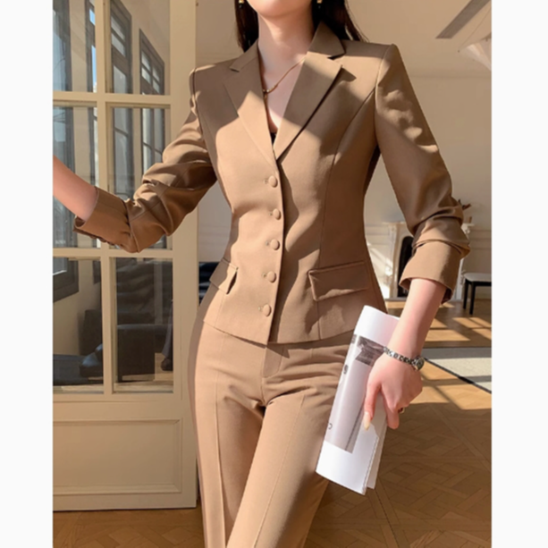 896春季短款西装套装女微喇裤高级感职业气质名媛御姐范工作服