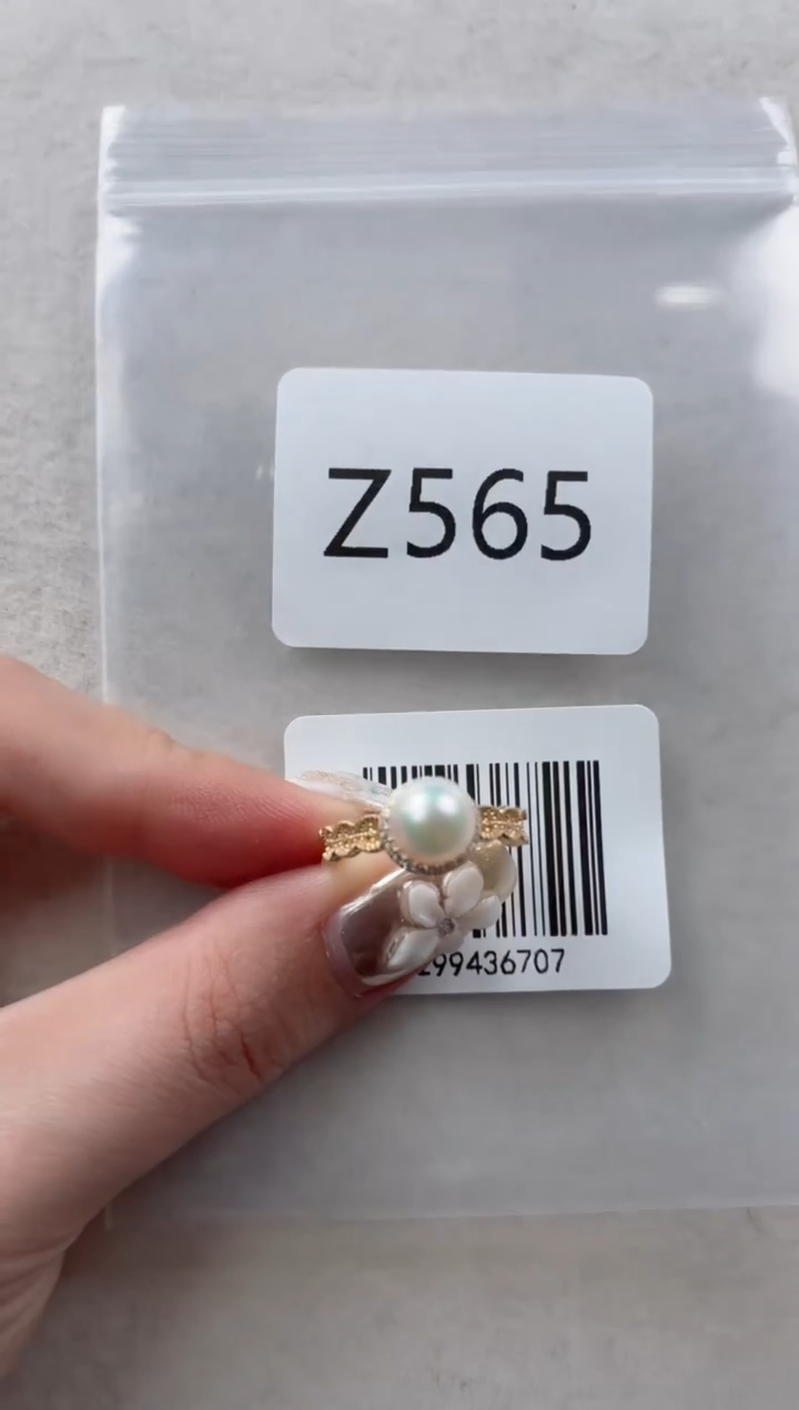 银S925镶嵌戒指海水珍珠Z565