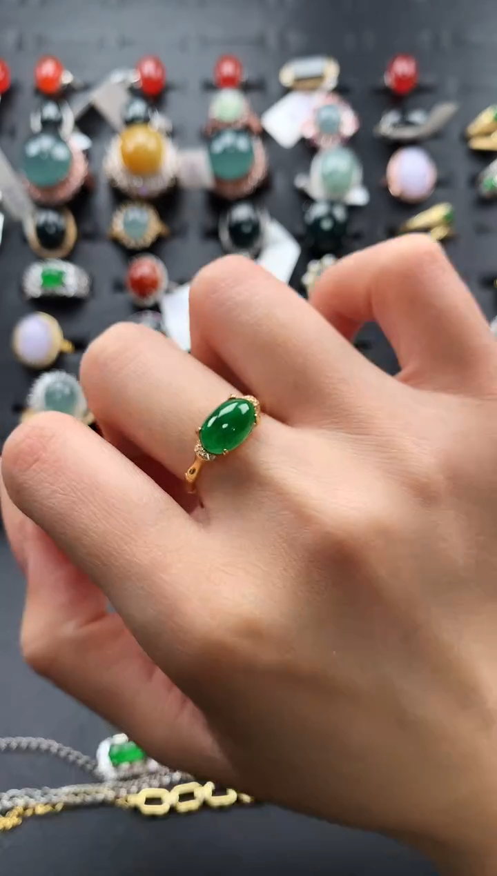 【闪购商品】翡翠戒指银S925镶嵌75876586578658