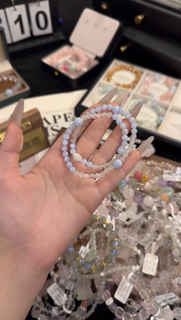 水晶手链合金蓝纹玛瑙x01