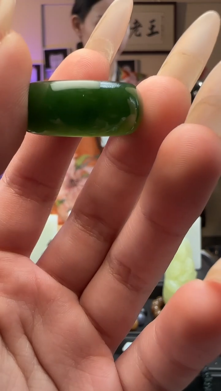 【闪购商品】和田玉碧玉戒指未镶嵌（19-21）