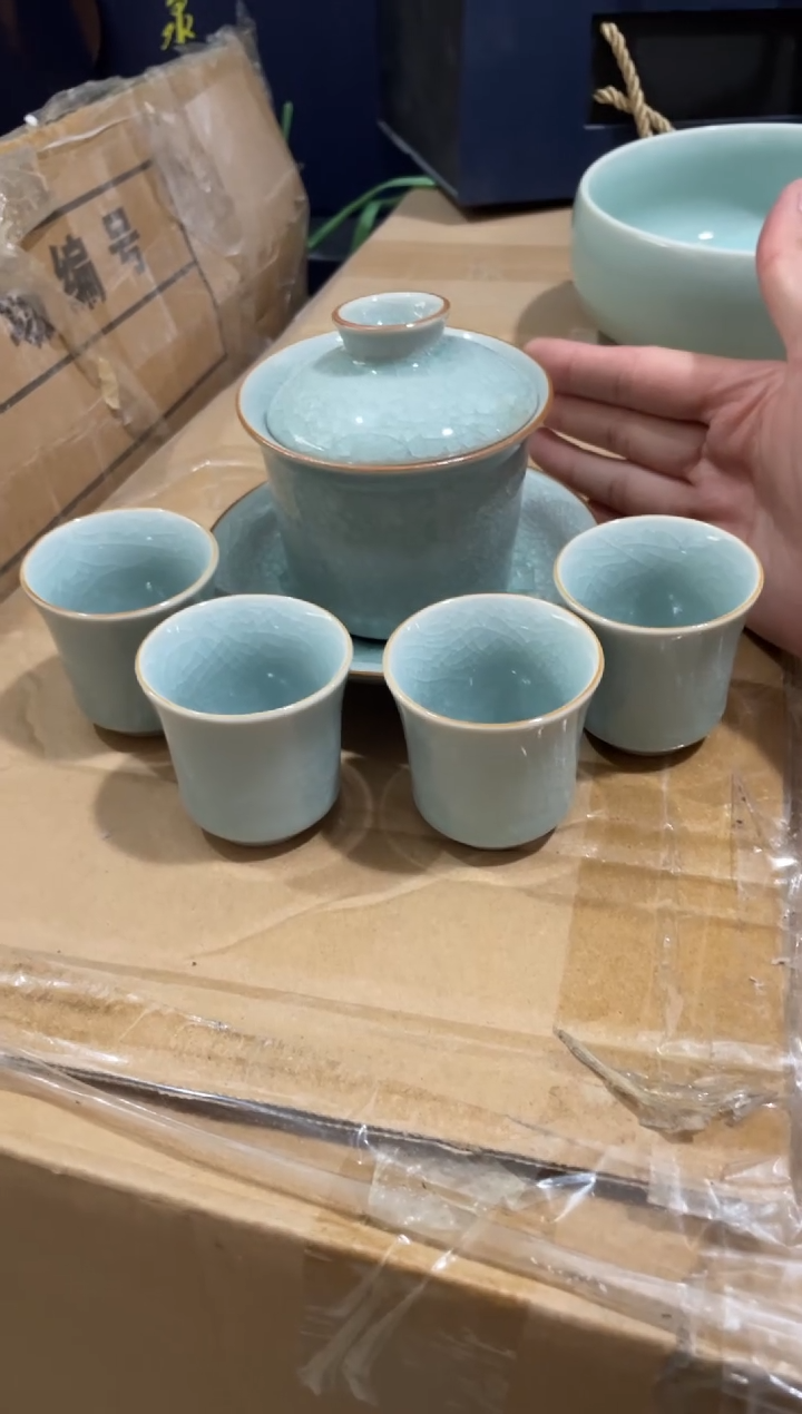 一盖碗四杯 特价 福利 青瓷 福利