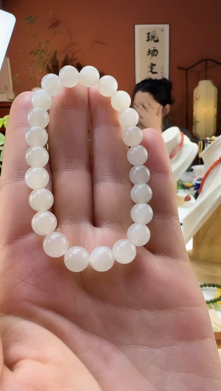 【闪购商品】和田玉手串未镶嵌于田白玉8mm
