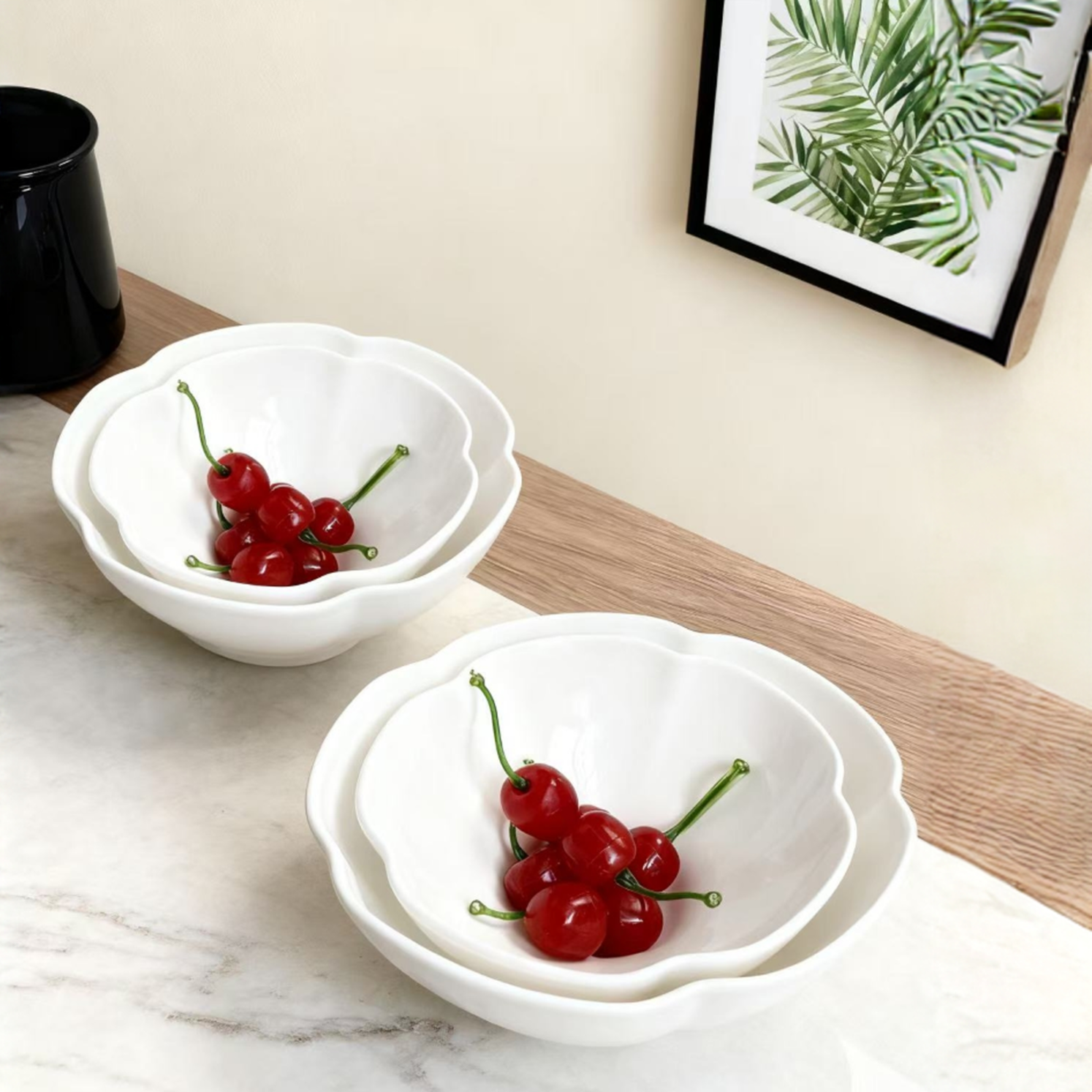 陶瓷花瓣甜品碗ins风简约深盘高颜值早餐喝粥下午茶糖水碗可微波