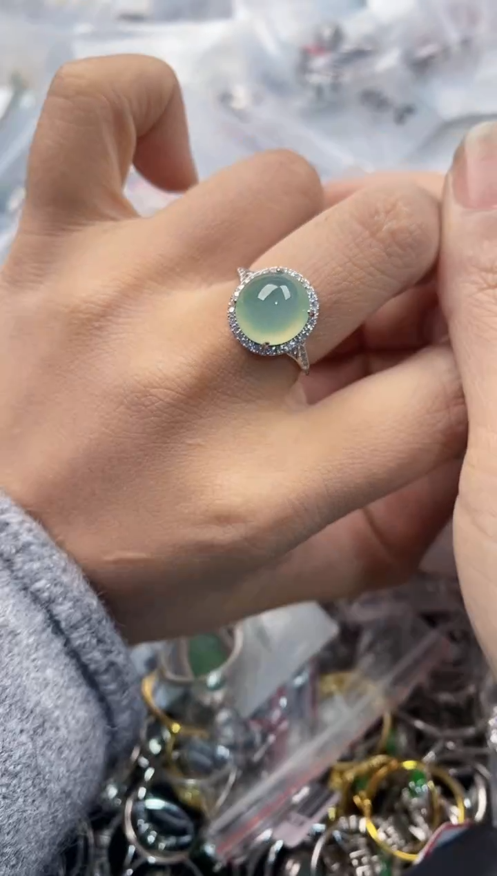 银S925镶嵌戒指翡翠1010---10