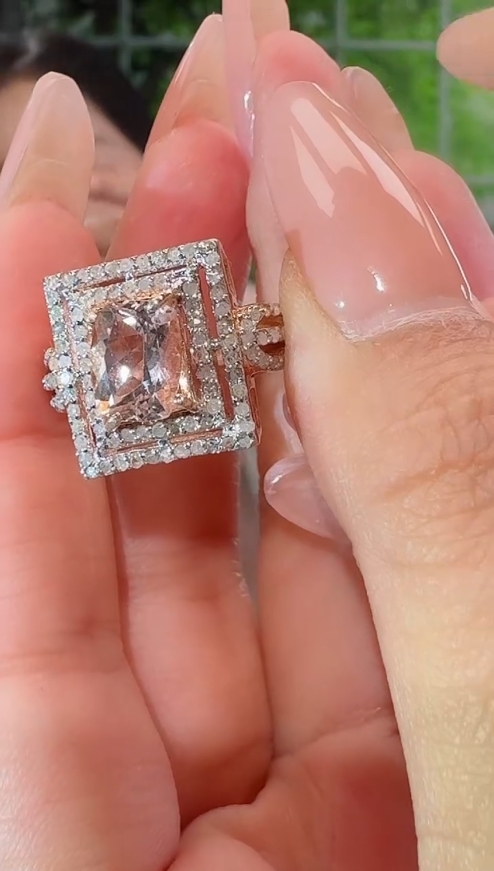 银S925镶嵌戒指绿柱石戒指