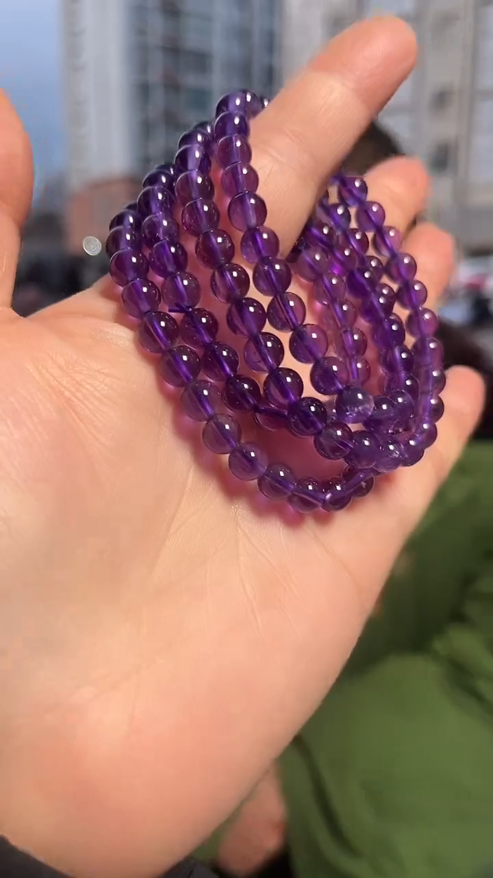 【闪购商品】紫晶手链未镶嵌天然多圈手串多样性发一6mm