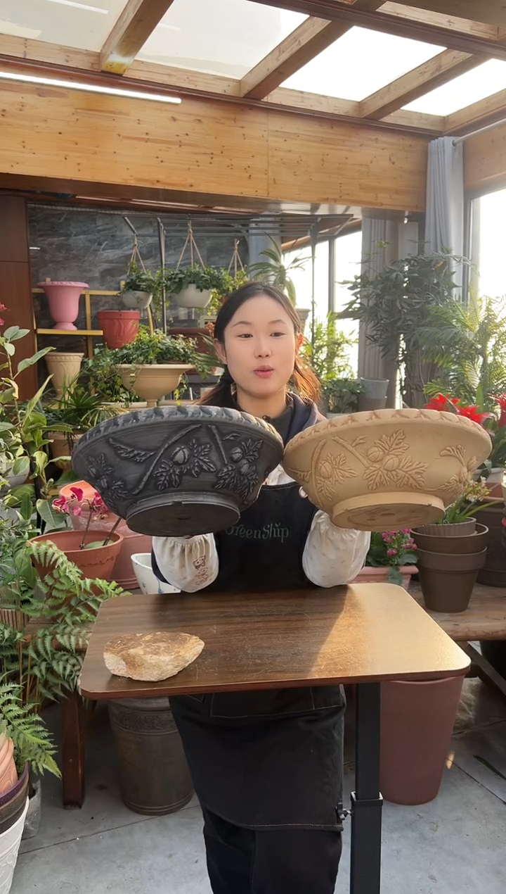 30.5*11.5/【两只装】主图色手工荔枝浮雕碗莲盆/TB30