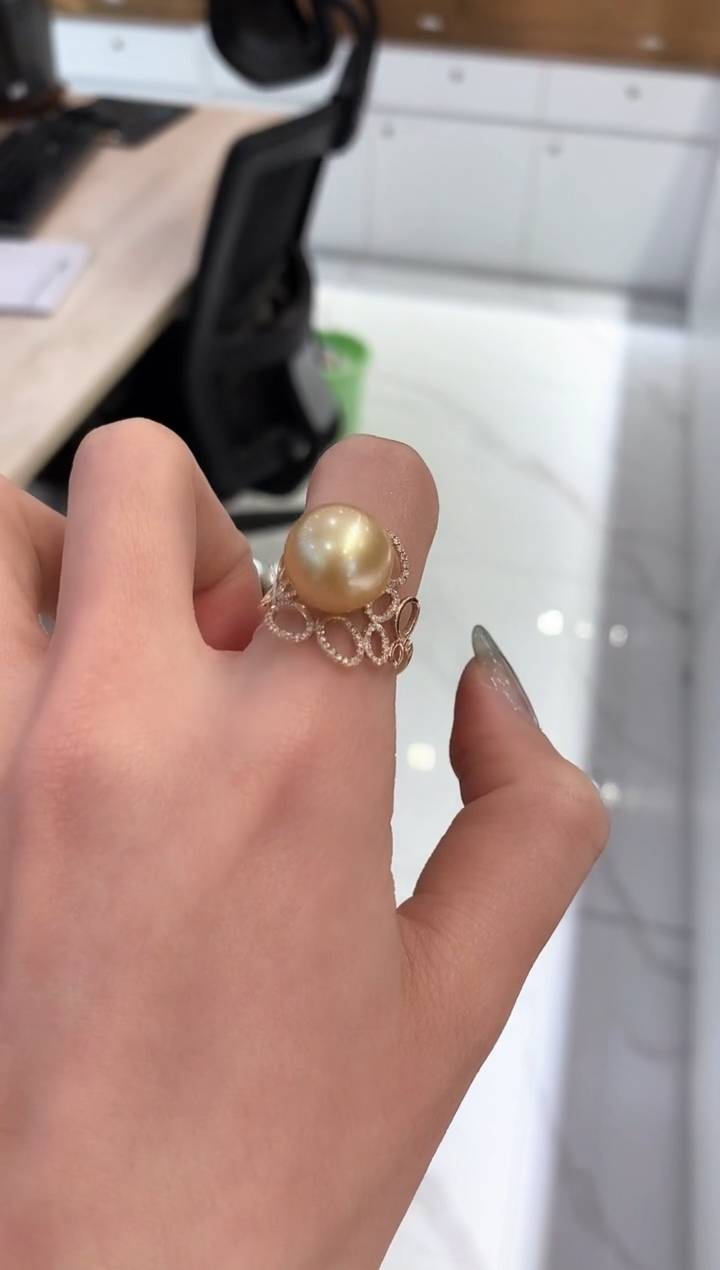 【闪购商品】海水珍珠戒指18K金镶嵌12-13mm