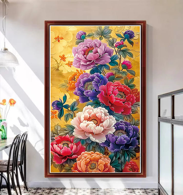 【美娜丽莎】姹紫嫣红牡丹画十字绣客厅办公玄关简约45色满绣无勾边