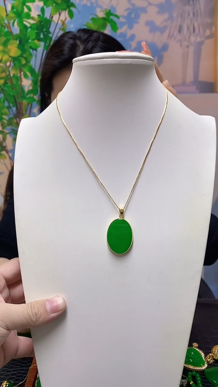 【闪购商品】翡翠14K金镶嵌吊坠(赠链)翡翠吊坠