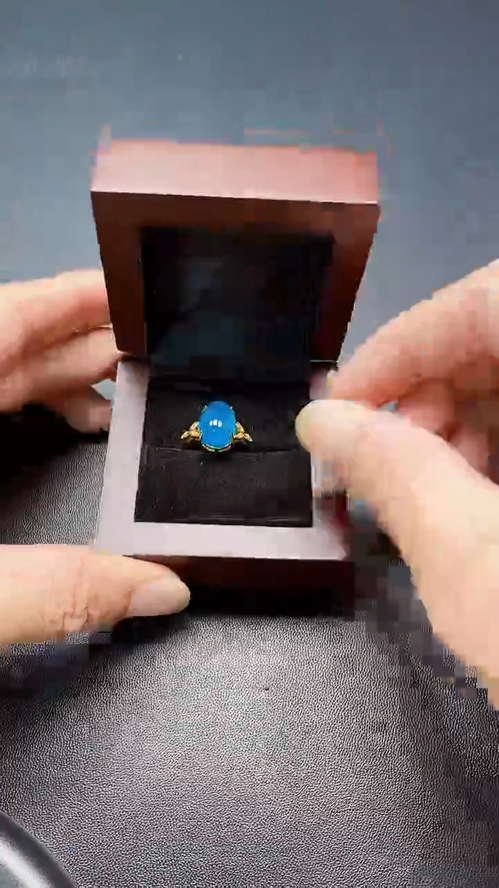 未镶嵌戒指玛瑙/玉髓斯里兰卡海蓝之谜戒指