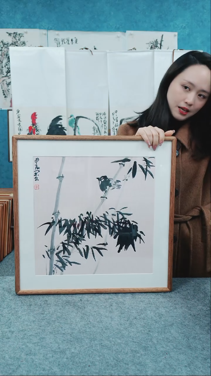 【闪购商品】国画50*50本土老师带框花鸟