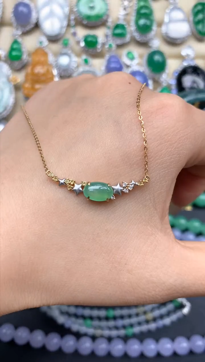 颈饰18K金镶嵌翡翠224-中国好珍宝