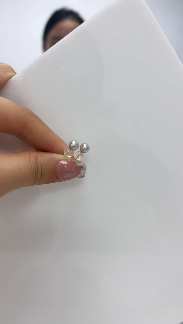 【闪购商品】海水珍珠DA18K金镶嵌dd001 灰珠耳饰 5-6