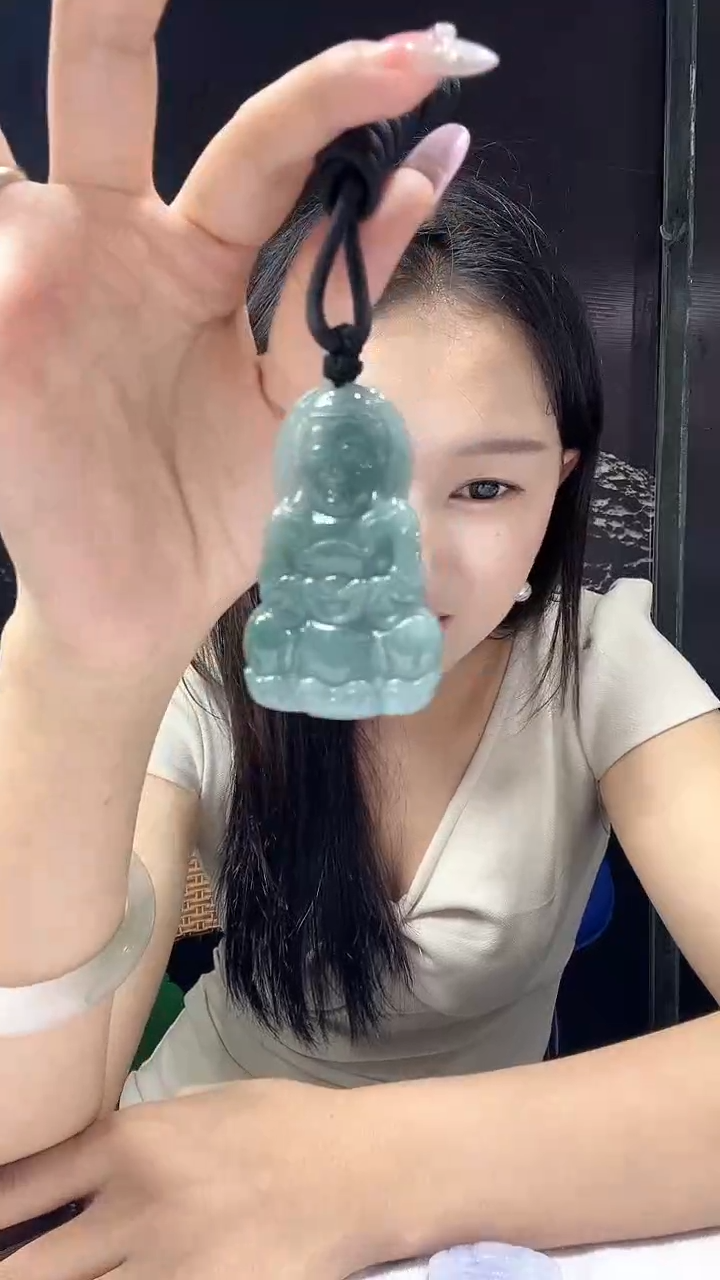 翡翠未镶嵌颈饰3097天然翡翠观音带绳多样性发一个